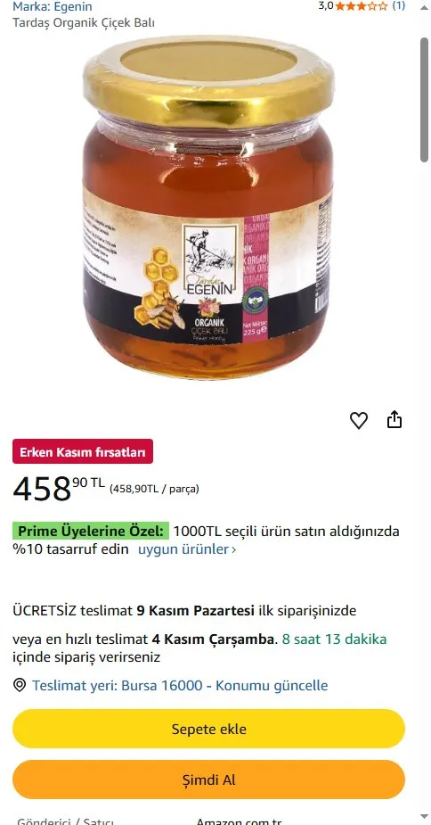 Tardaş Organik Çiçek Balı