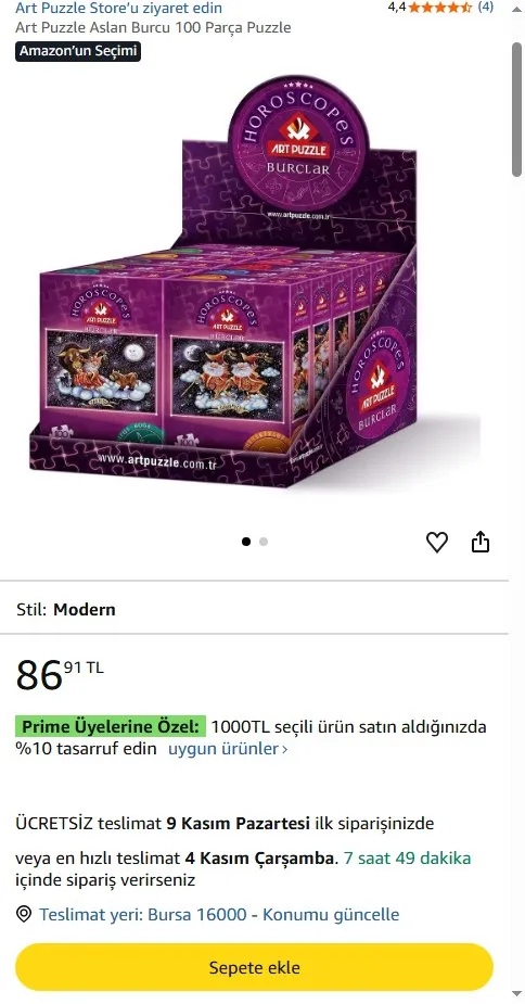 Art Puzzle Aslan Burcu 100 Parça Puzzle