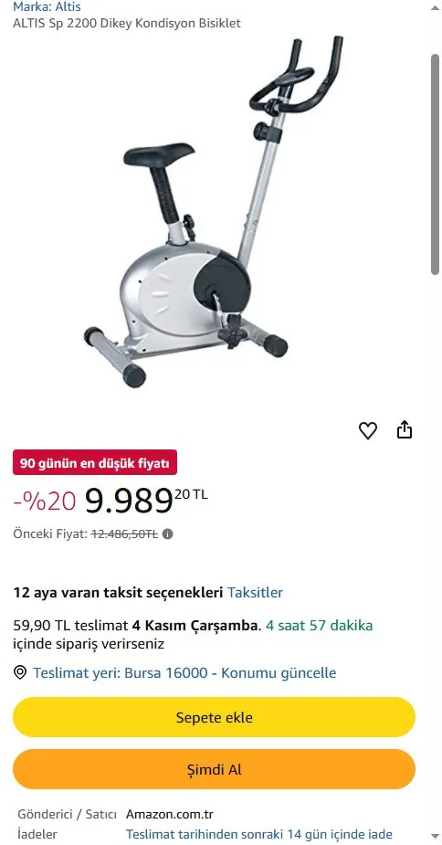 ALTIS Sp 2200 Dikey Kondisyon Bisiklet