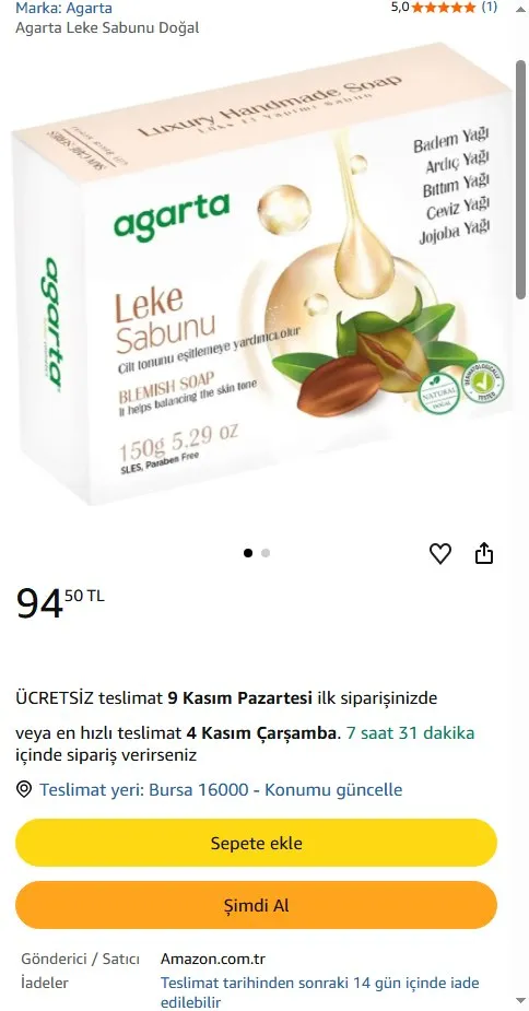 Agarta Leke Sabunu Doğal