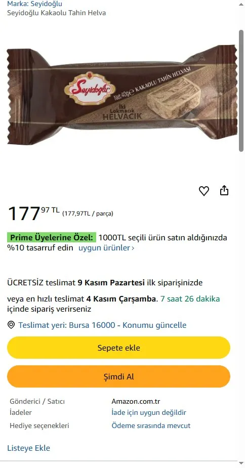 Seyidoğlu Kakaolu Tahin Helva