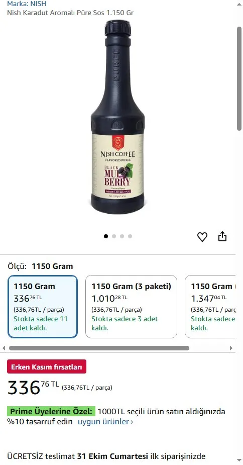 Nish Karadut Aromalı Püre Sos 1.150 Gr