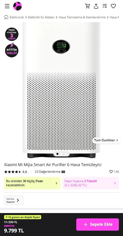 Xiaomi Mi Mijia Smart Air Purifier 6 Hava Temizleyici
