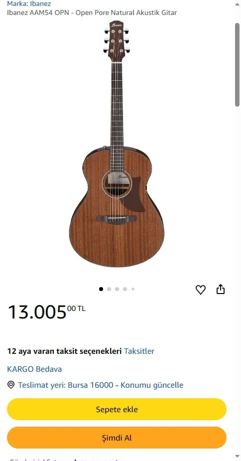 Ibanez AAM54 OPN - Open Pore Natural Akustik Gitar