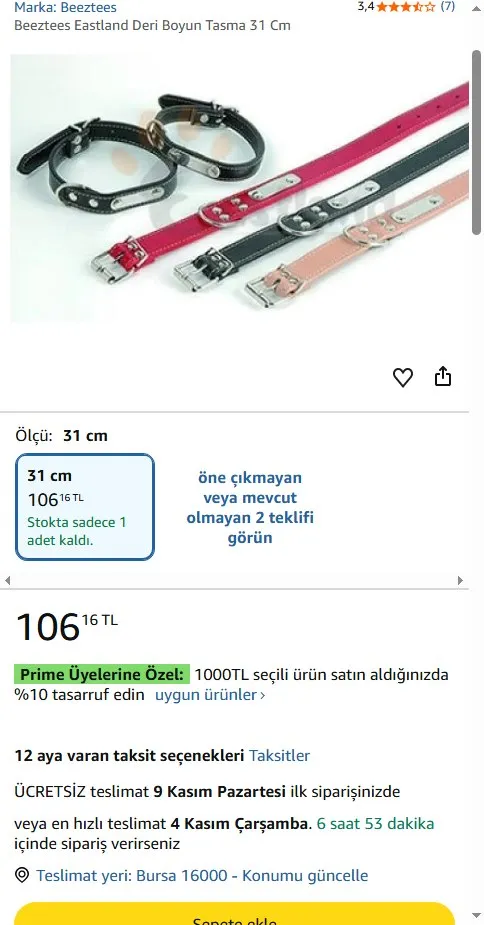 Beeztees Eastland Deri Boyun Tasma 31 Cm