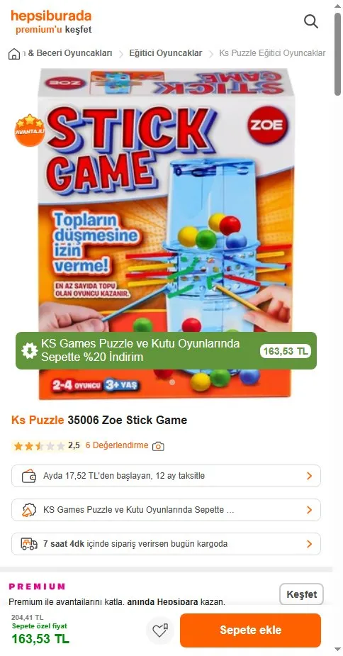 Ks Puzzle 35006 Zoe Stick Game