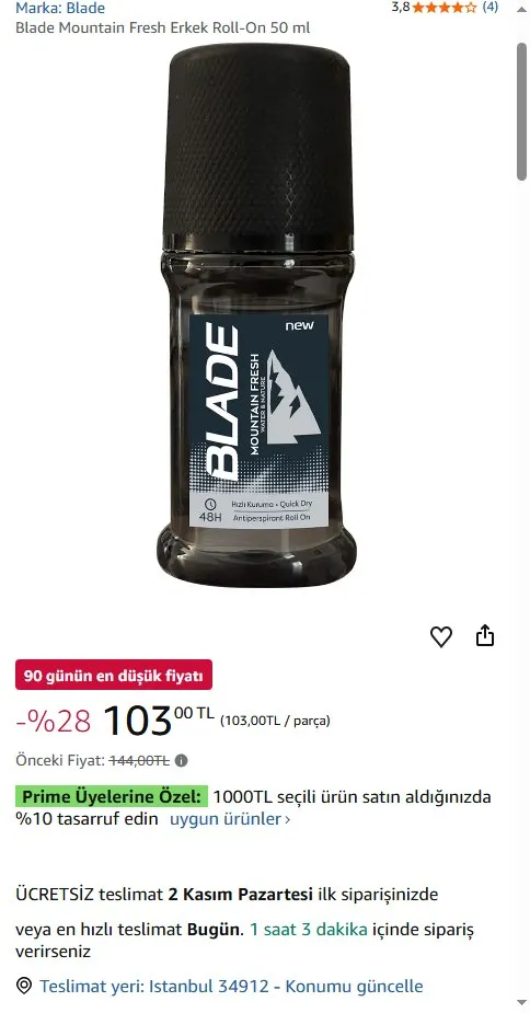 Blade Mountain Fresh Erkek Roll-On 50 ml