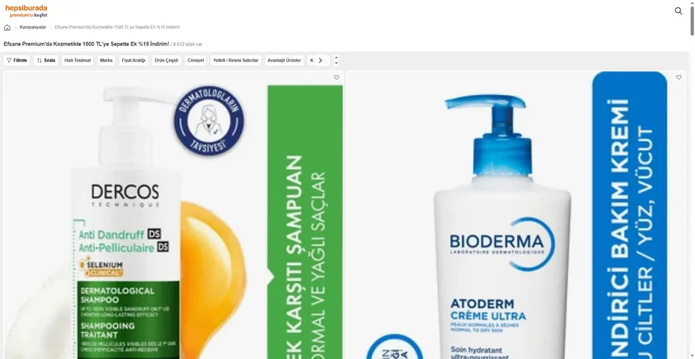 Efsane Premium'da Kozmetikte 1500 TL’ye Sepette Ek %15 İndirim!