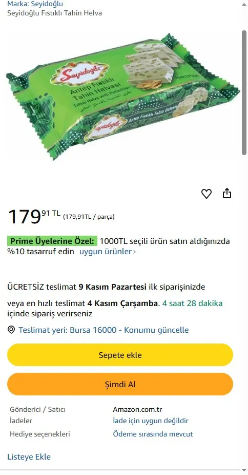 Seyidoğlu Fıstıklı Tahin Helva