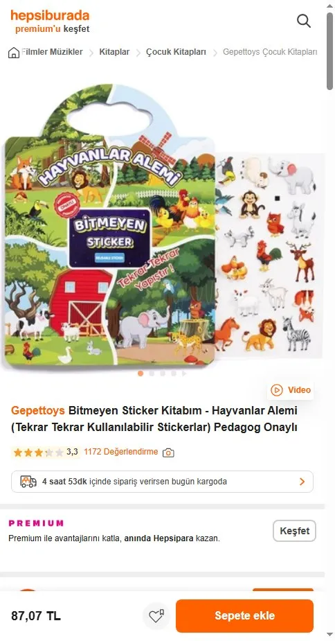 Gepettoys Bitmeyen Sticker Kitabım - Hayvanlar Alemi (Tekrar Tekrar Kullanılabilir Stickerlar) Pedagog Onaylı