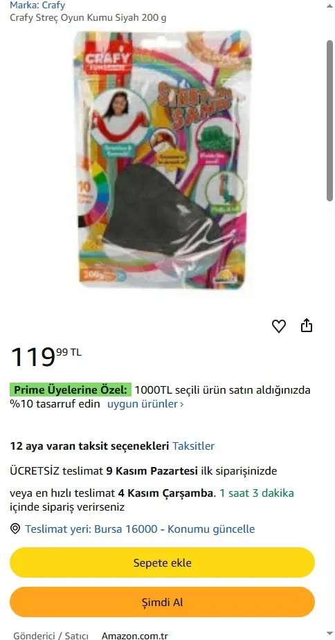 Crafy Streç Oyun Kumu Siyah 200 g