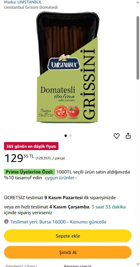 Unistanbul Grissini Domatesli