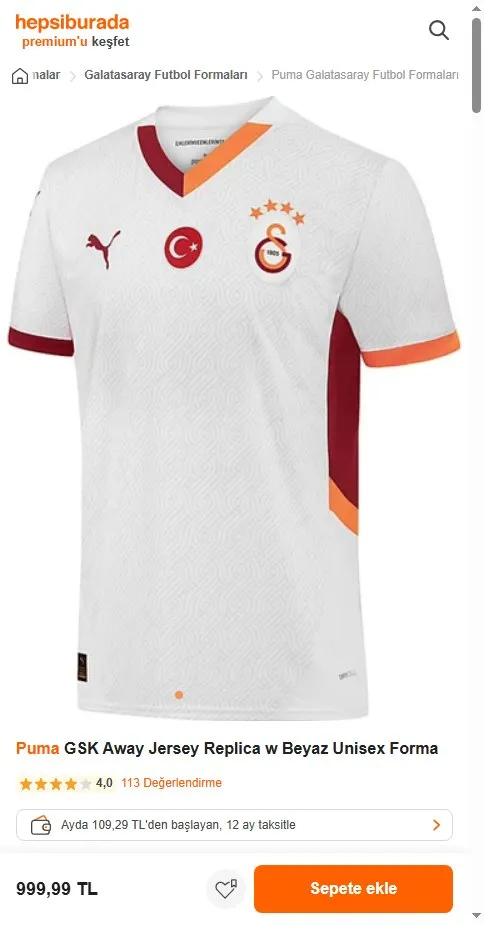 Puma GSK Away Jersey Replica w Beyaz Unisex Forma