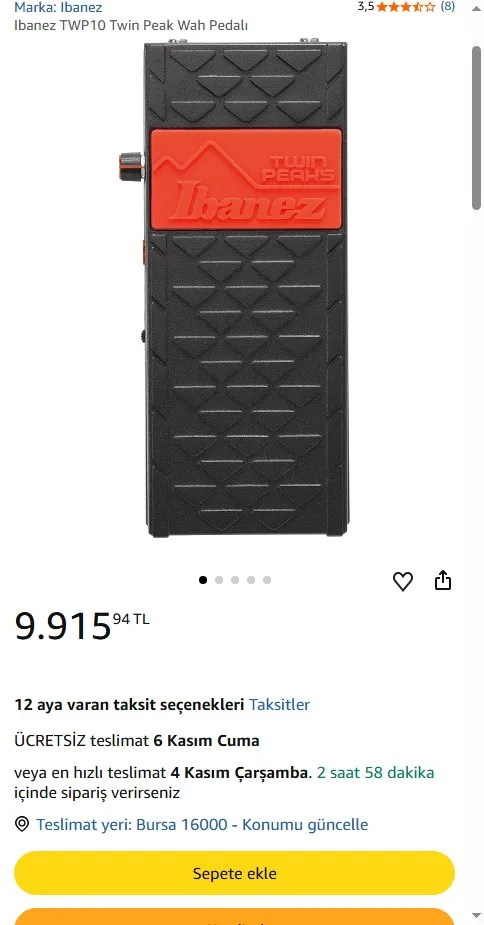 Ibanez TWP10 Twin Peak Wah Pedalı