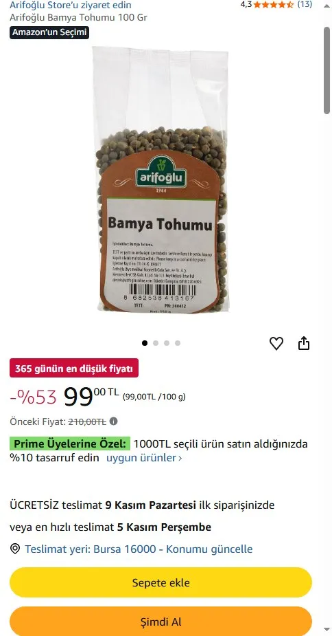 Arifoğlu Bamya Tohumu 100 Gr