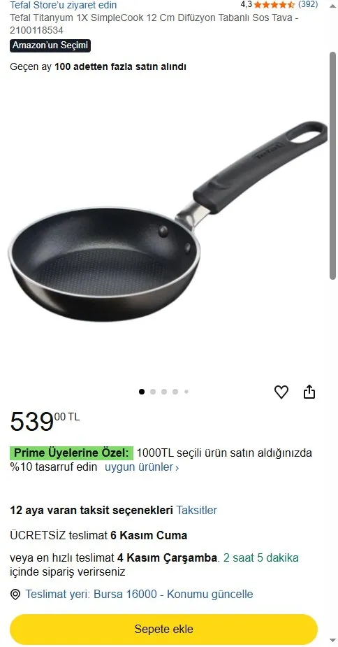 Tefal Titanyum 1X SimpleCook 12 Cm Difüzyon Tabanlı Sos Tava - 2100118534