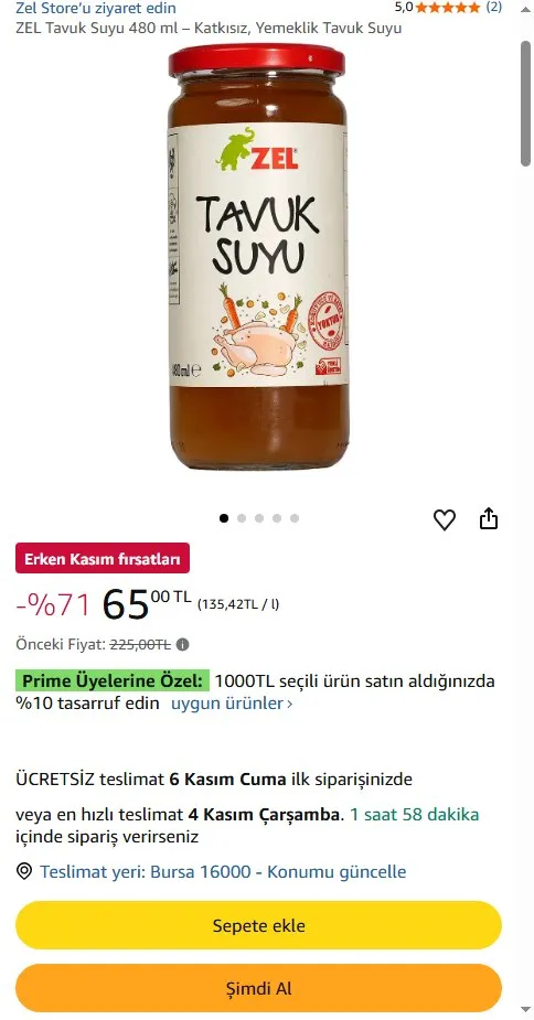 ZEL Tavuk Suyu 480 ml – Katkısız, Yemeklik Tavuk Suyu