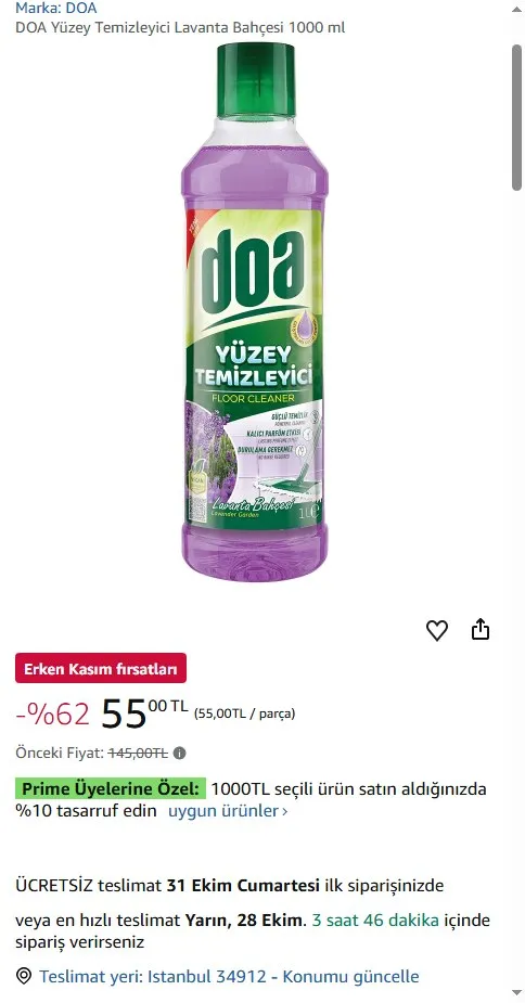 DOA Yüzey Temizleyici Lavanta Bahçesi 1000 ml