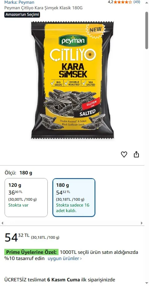 Peyman Çitliyo Kara Şimşek Klasik 180G