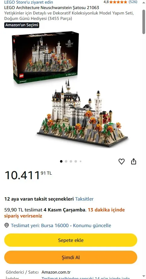 LEGO Architecture Neuschwanstein Şatosu 21063