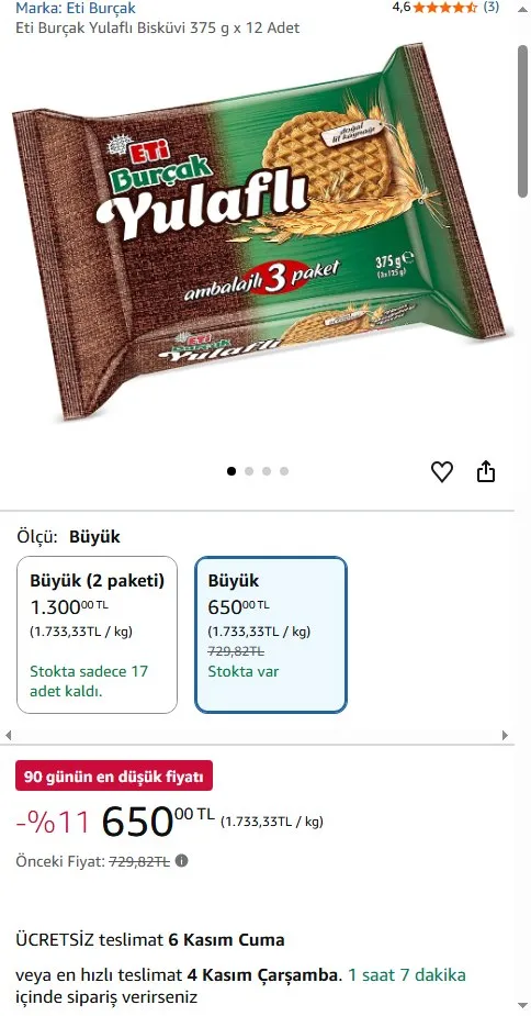 Eti Burçak Yulaflı Bisküvi 375 g x 12 Adet