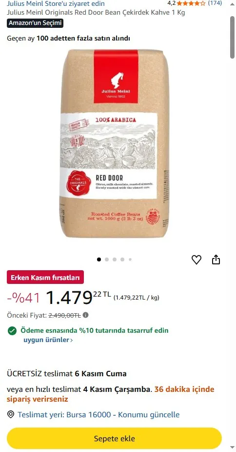 Julius Meinl Originals Red Door Bean Çekirdek Kahve 1 Kg