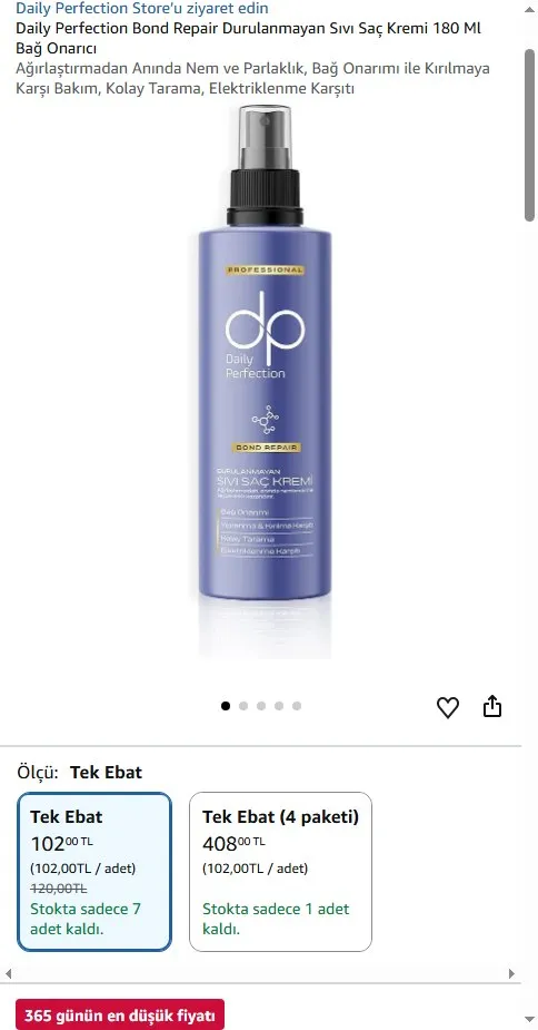 Daily Perfection Bond Repair Durulanmayan Sıvı Saç Kremi 180 Ml Bağ Onarıcı