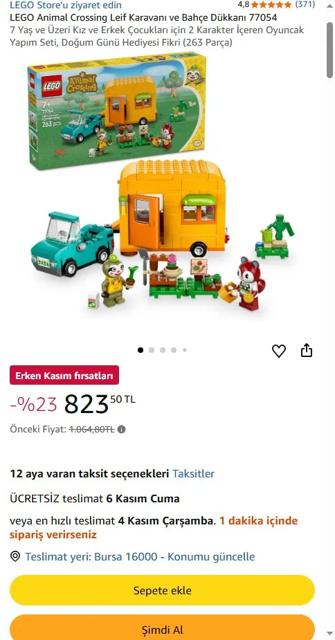 LEGO Animal Crossing Leif Karavanı ve Bahçe Dükkanı 77054