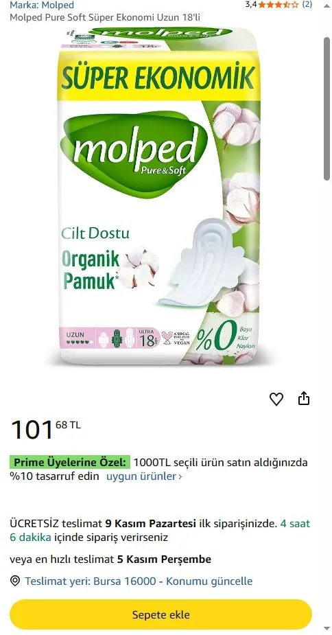 Molped Pure Soft Süper Ekonomi Uzun 18'li