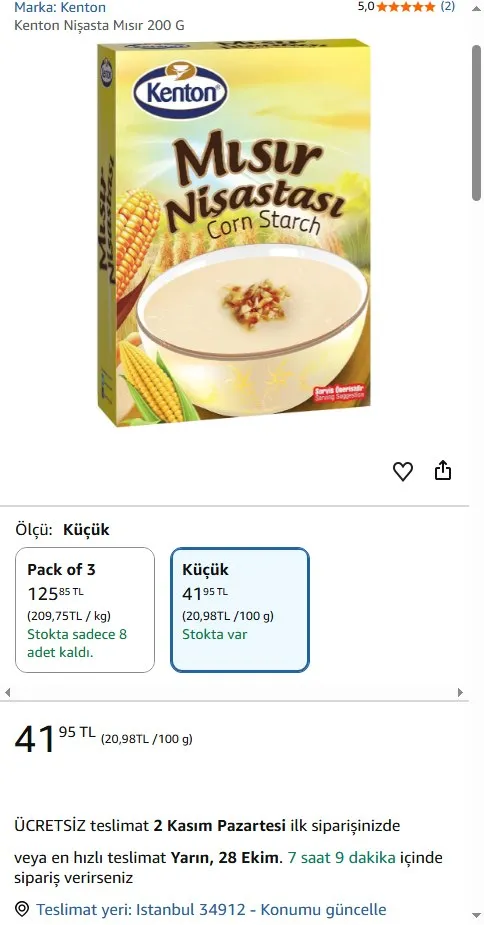 Kenton Nişasta Mısır 200 G