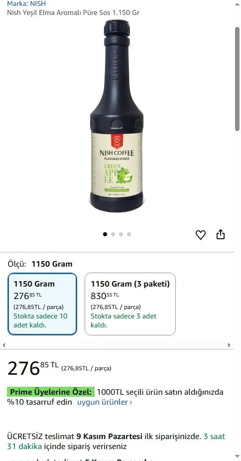 Nish Yeşil Elma Aromalı Püre Sos 1.150 Gr