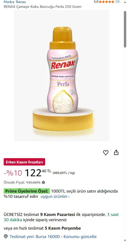 RENAX Çamaşır Koku Boncuğu Perla 250 Gram