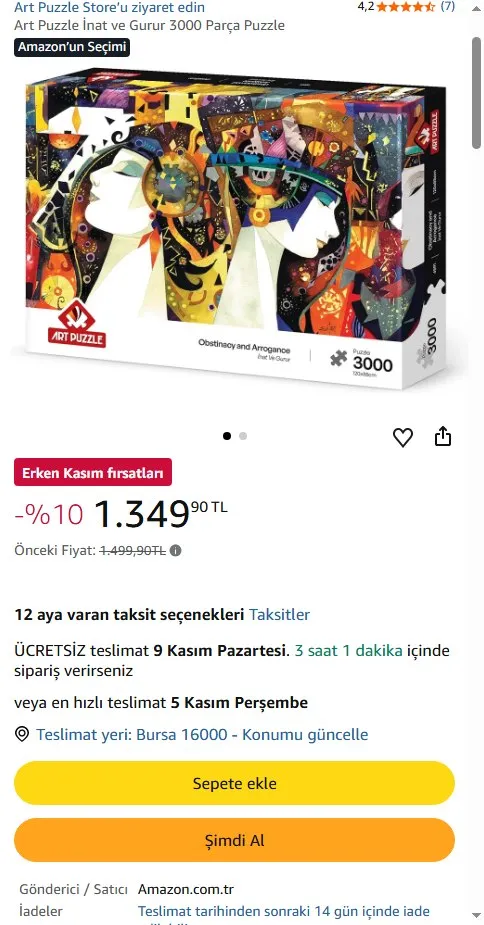 Art Puzzle İnat ve Gurur 3000 Parça Puzzle