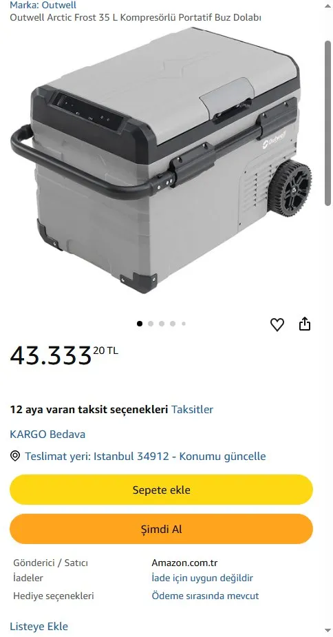 Outwell Arctic Frost 35 L Kompresörlü Portatif Buz Dolabı