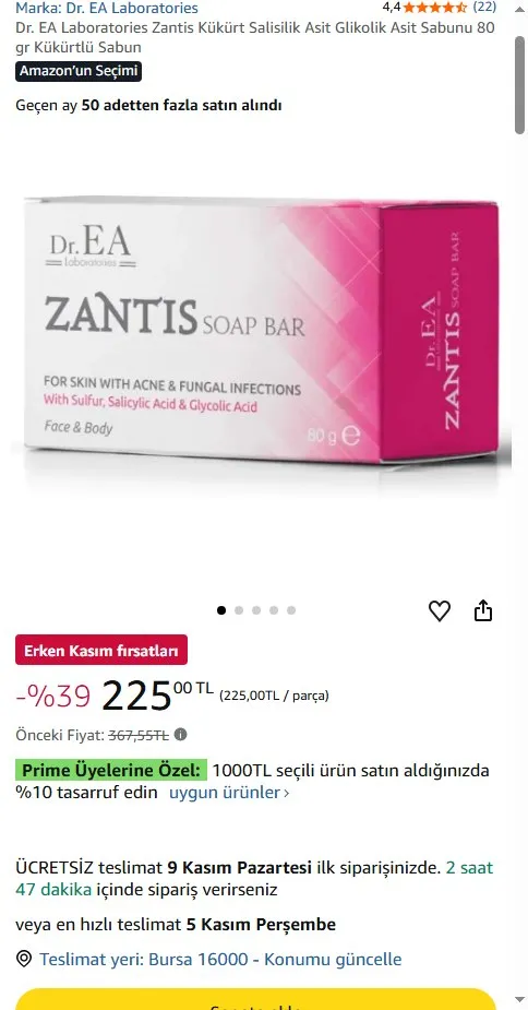 Dr. EA Laboratories Zantis Kükürt Salisilik Asit Glikolik Asit Sabunu 80 gr Kükürtlü Sabun