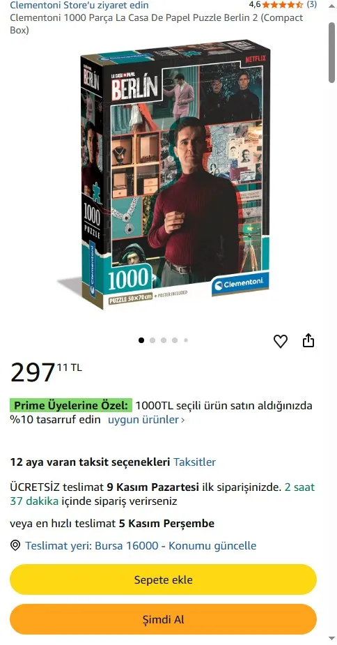 Clementoni 1000 Parça La Casa De Papel Puzzle Berlin 2 (Compact Box)