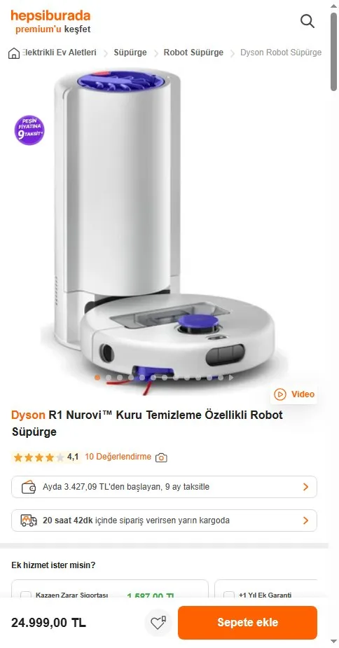 Dyson R1 Nurovi™ Kuru Temizleme Özellikli Robot Süpürge