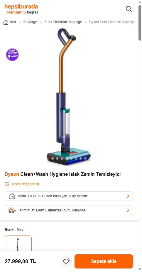 Dyson Clean+Wash Hygiene Islak Zemin Temizleyici