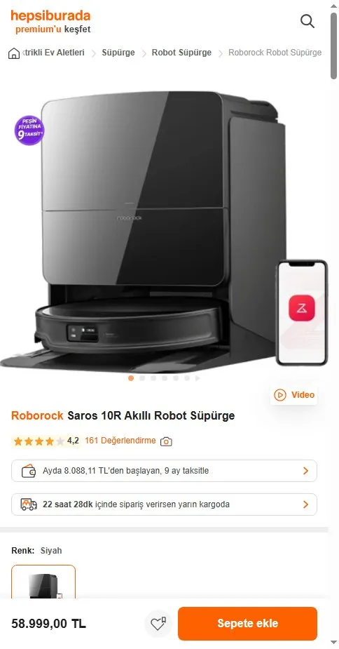 Roborock Saros 10R Akıllı Robot Süpürge