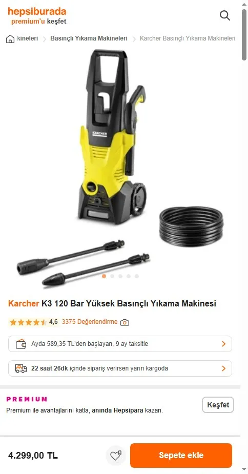 Karcher K3 120 Bar Yüksek Basınçlı Yıkama Makinesi