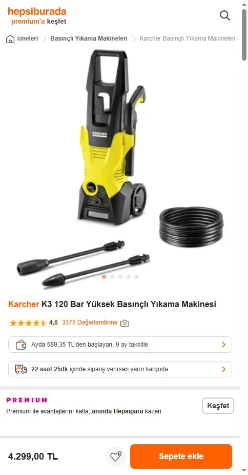 Karcher K3 120 Bar Yüksek Basınçlı Yıkama Makinesi