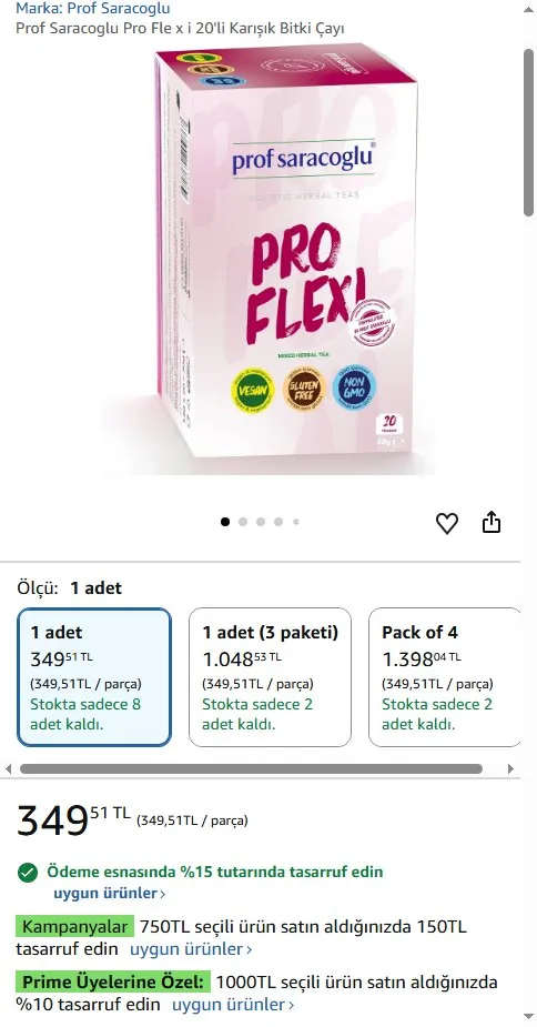 Prof Saracoglu Pro Fle x i 20'li Karışık Bitki Çayı