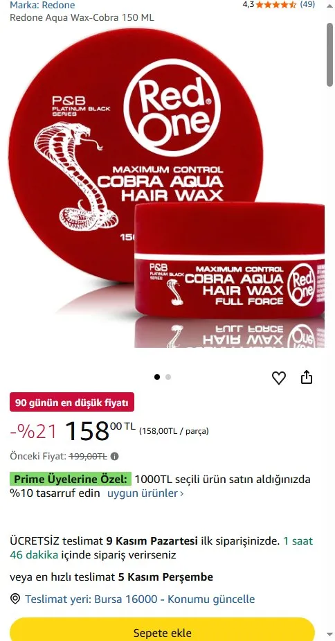 Redone Aqua Wax-Cobra 150 ML