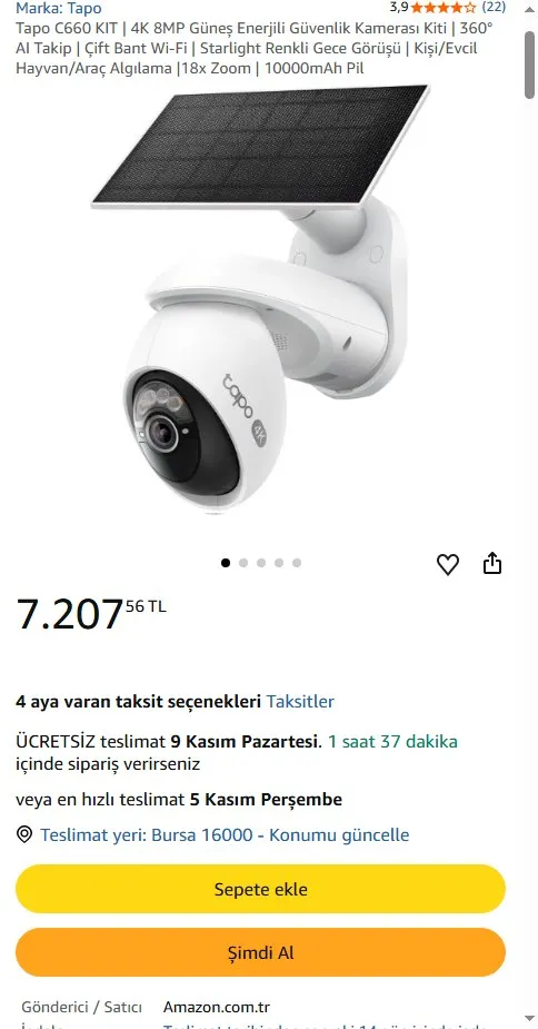 Tapo C660 KIT | 4K 8MP Güneş Enerjili Güvenlik Kamerası Kiti | 360° AI Takip | Çift Bant Wi-Fi | Starlight Renkli Gece Görüşü | Kişi/Evcil Hayvan/Araç Algılama |18x Zoom | 10000mAh Pil