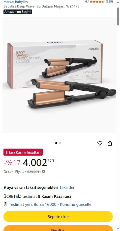 Babyliss Deep Waver Su Dalgası Maşası, W2447E