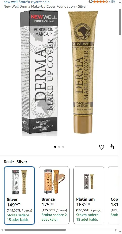 New Well Derma Make-Up Cover Foundation - Silver