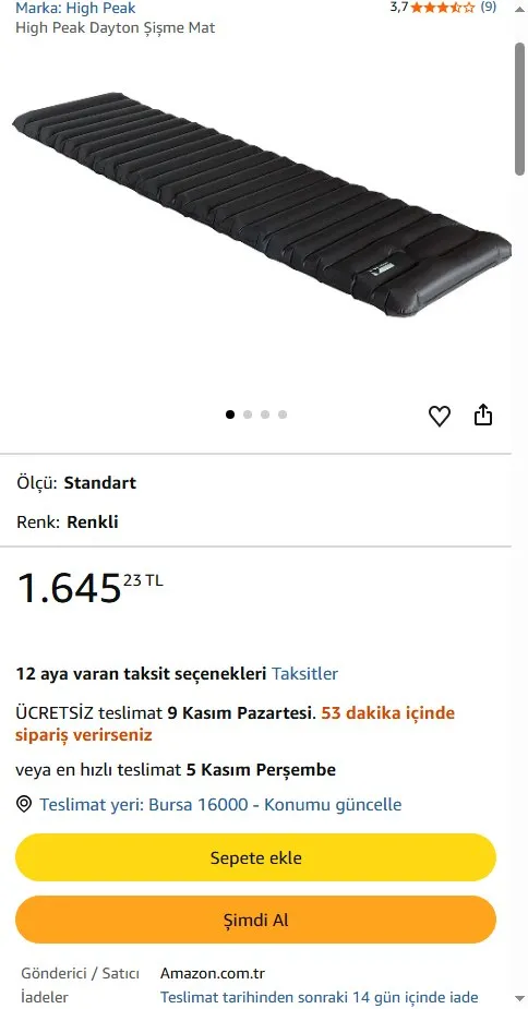 High Peak Dayton Şişme Mat