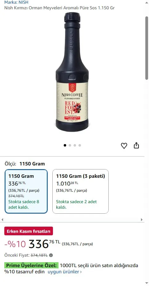 Nish Kırmızı Orman Meyveleri Aromalı Püre Sos 1.150 Gr