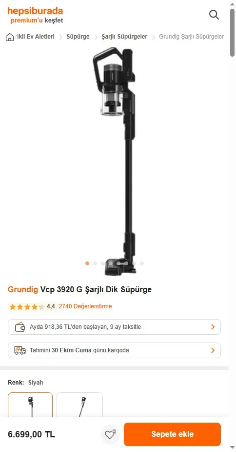 Grundig Vcp 3920 G Şarjlı Dik Süpürge
