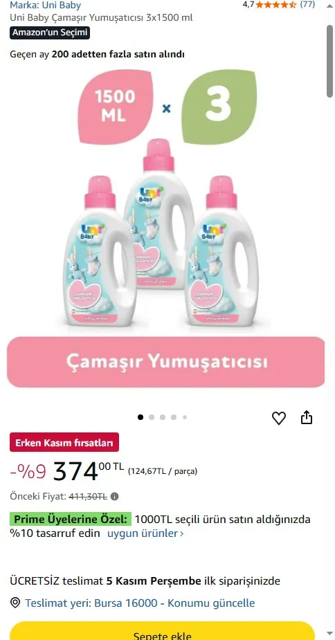 Uni Baby Çamaşır Yumuşatıcısı 3x1500 ml